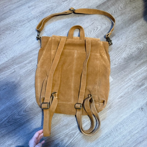 Free People Camilla Tan Suede Leather Women's Backpack - Picture 5 of 10